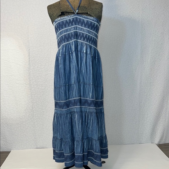 INDIGO & LACE 2 WAY DENIM SKIRT OR DRESS SIZE LARGE - Picture 2 of 16